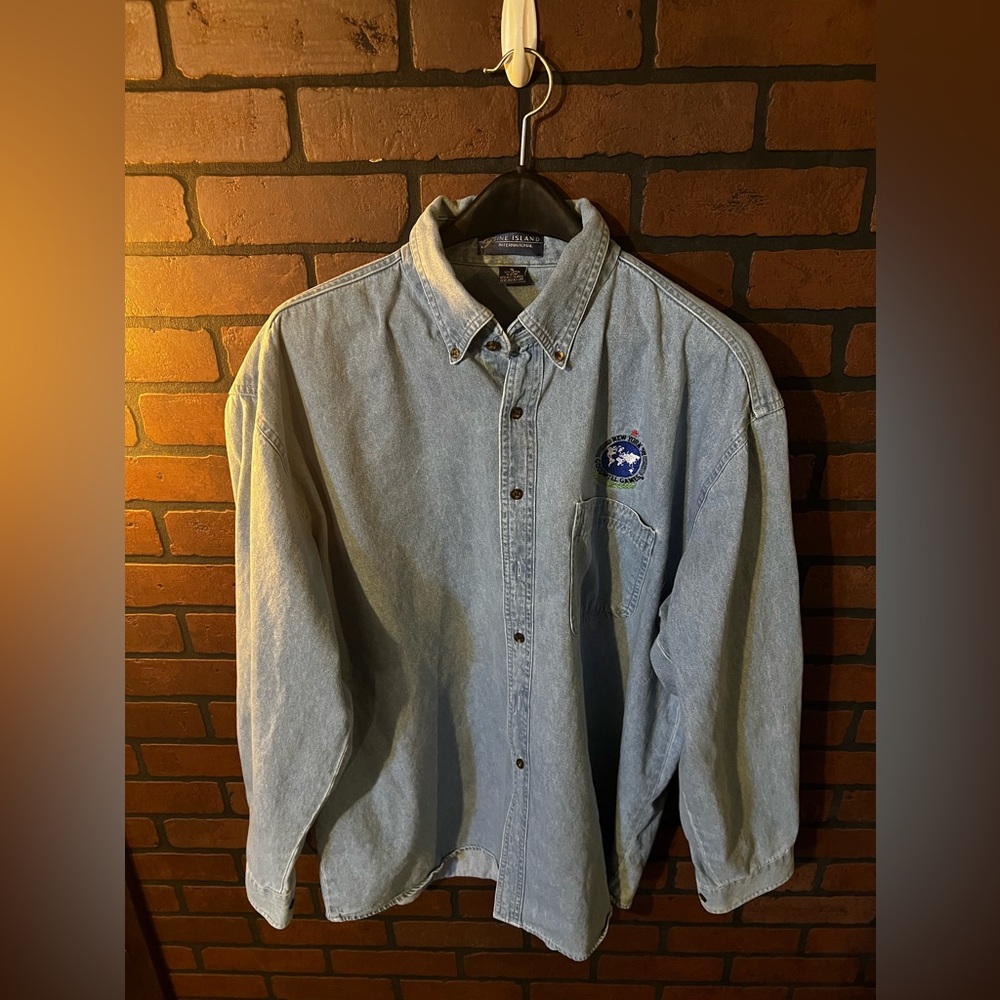 1998 NYC Goodwill Games Denim Mens Button up XL Shirt